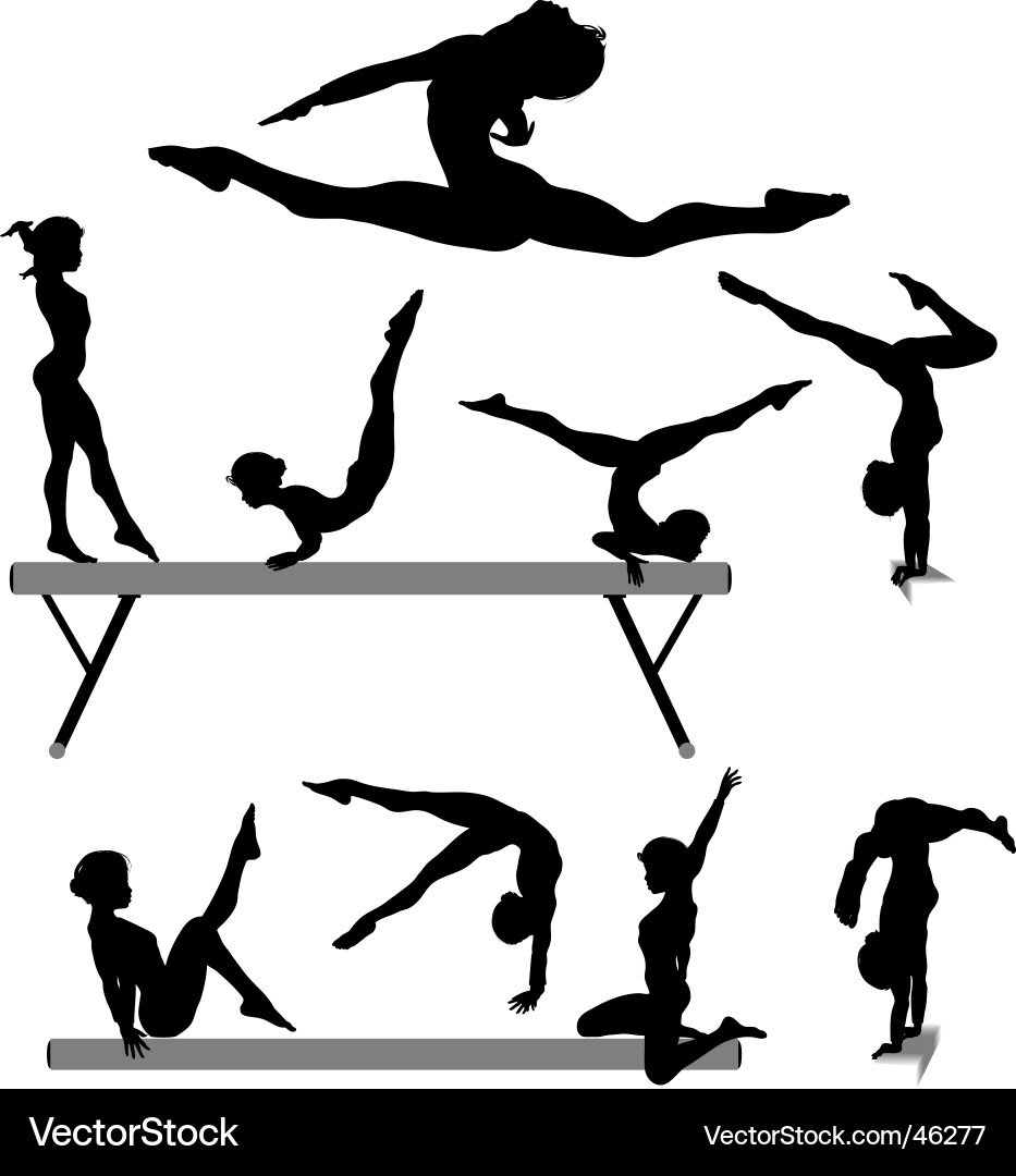Female Gymnastics Silhouettes Royalty Free Vector Image