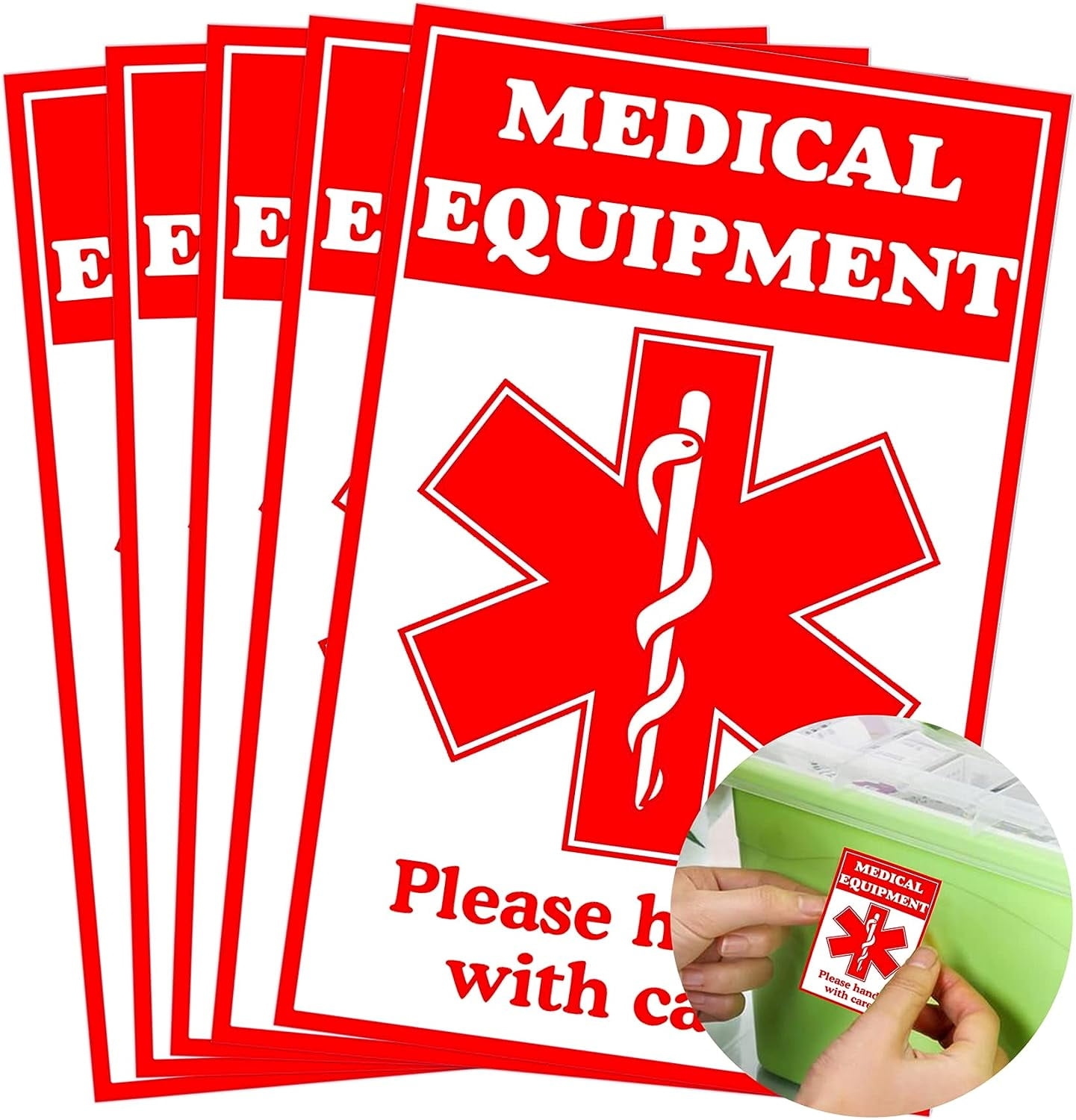 FENGHEMINGA Red Medical Equipment Luggage Stickers 2x3inch 8Pcs Easy To Stick Handle With Care Labels Walmart