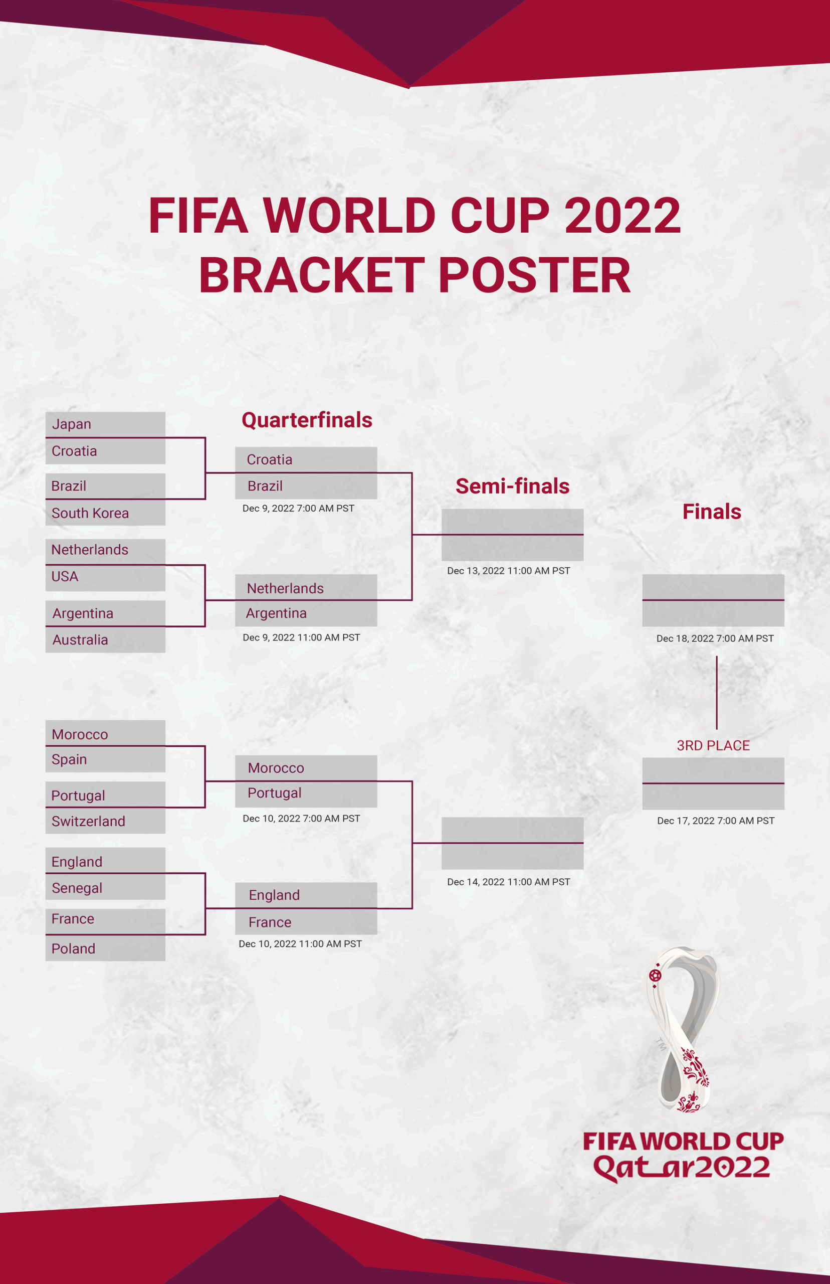 FIFA World Cup 2022 Bracket Poster In JPG Word Pages Illustrator PNG SVG PSD EPS Google Docs Download Template