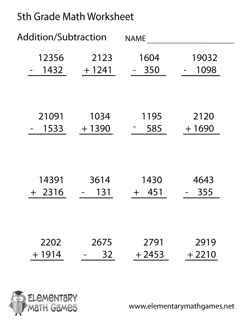5th grade printable worksheets