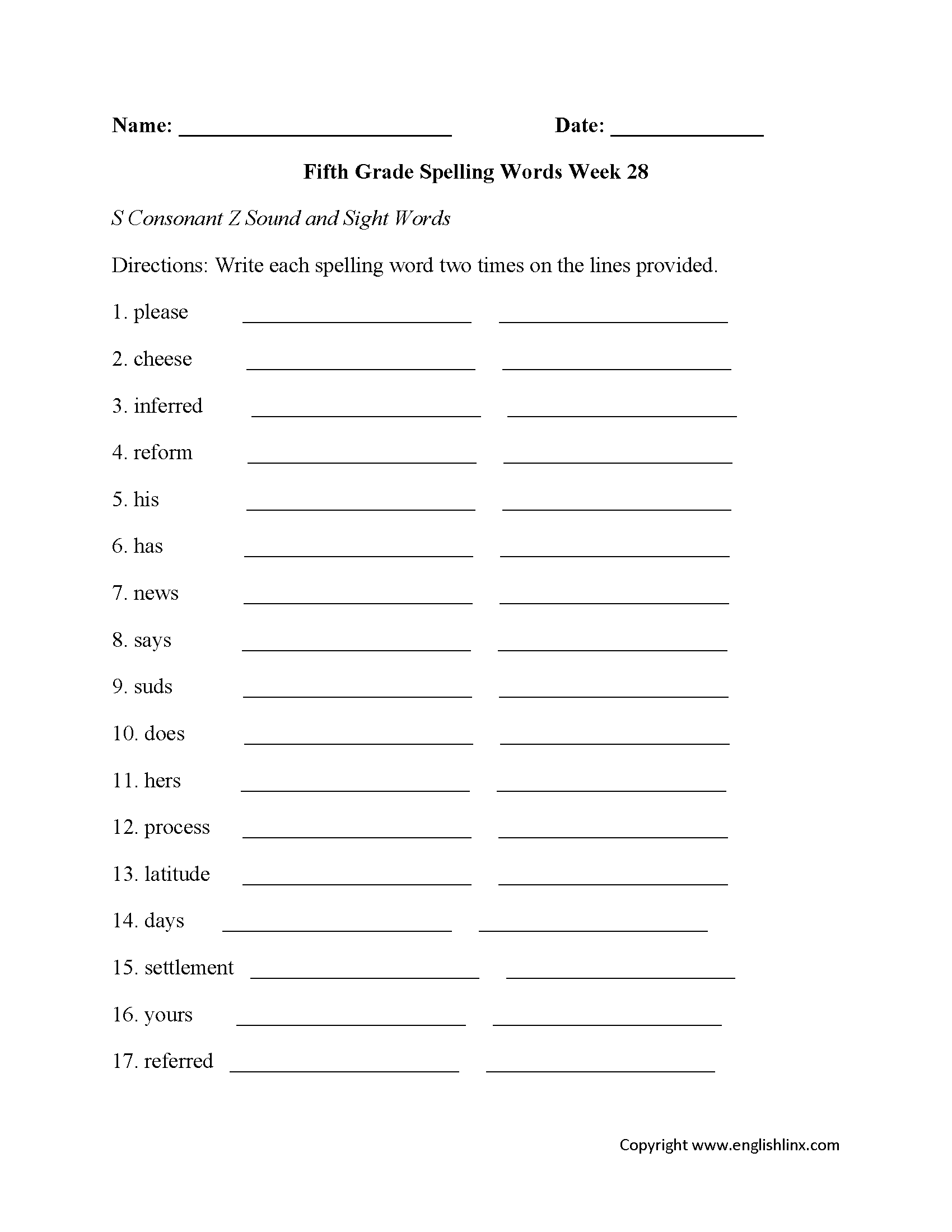 Fifth Grade Spelling Worksheets Printable Word Lists U0026 Weekly Practice Fifth Grade Spelling Worksheets Printable Word Lists U0026 Weekly Practice