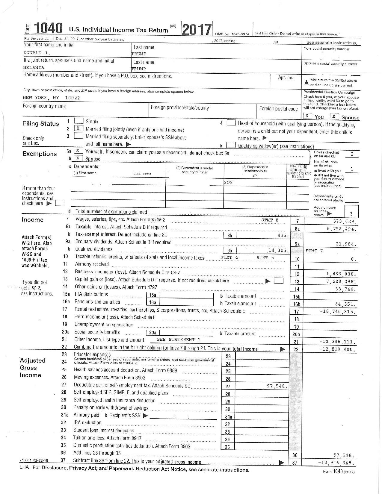 File Donald J Trump Individual Tax Returns Form 1040 2017 1 pdf Wikimedia Commons
