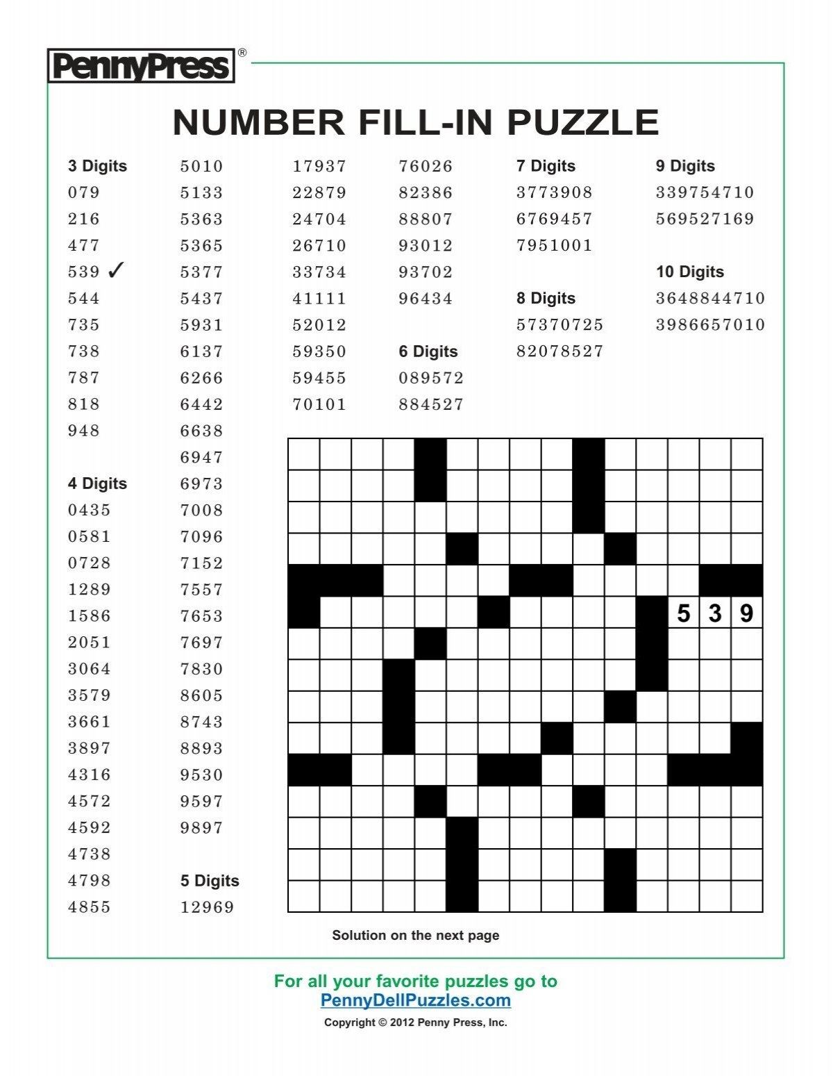 printable number fill in puzzles printable number fill in puzzles