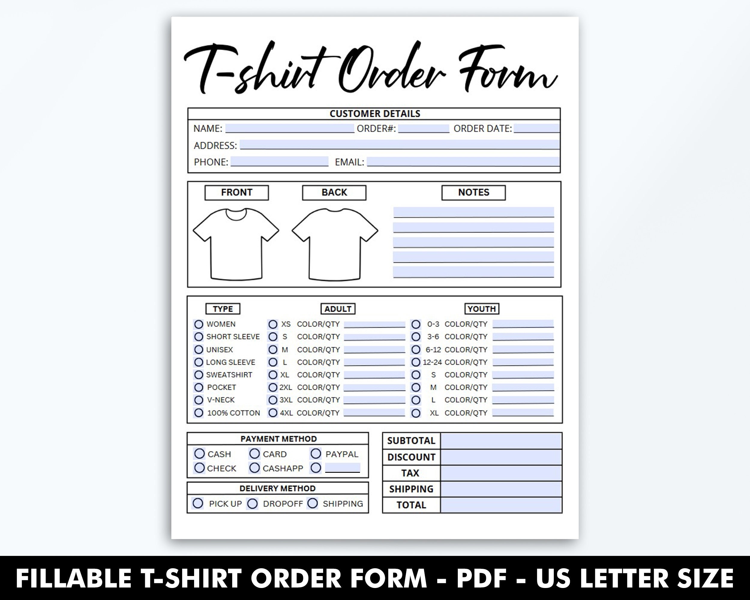 Fillable T shirt Order Form Template Editable Shirt Order Form Fillable T shirt Order Form Template Editable Shirt Order Form