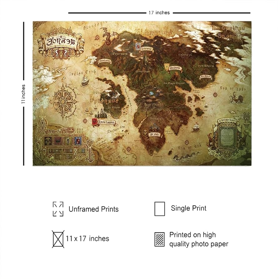 Final Fantasy XIV Online A Realm Reborn Full Map Canvas Poster 28 X 43 Cm Unframed Poster 28 X 43 Cm Gift Idea Amazon de Stationery U0026 Office Supplies