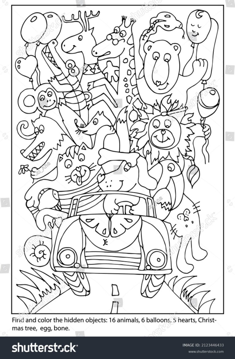 Find Color Hidden Objects Animal Ride Stock Vector Royalty Free 2123446433 Shutterstock