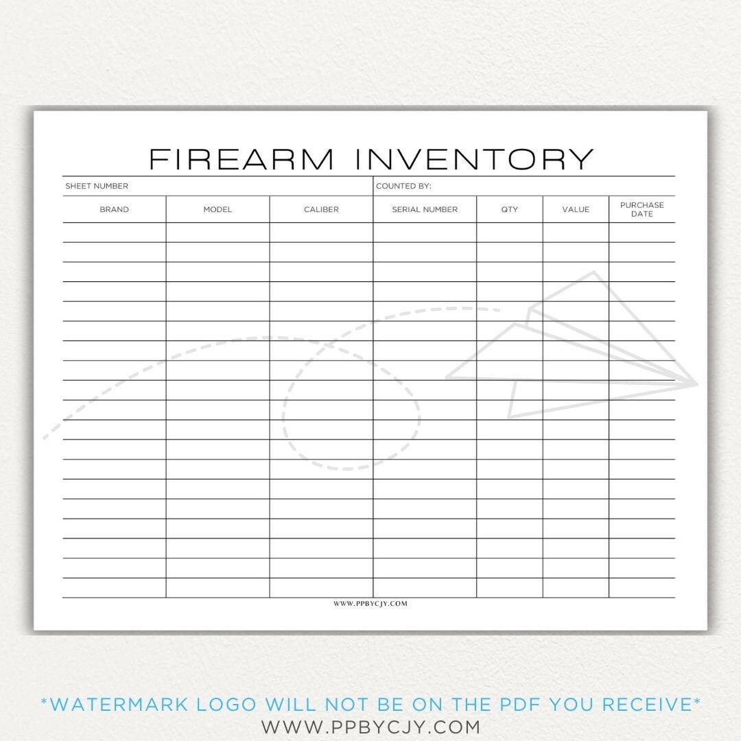 Firearm Inventory Printable Template Gun Collection Log Firearms Record Keeper Shooting Gear Tracker Instant Digital Download Etsy