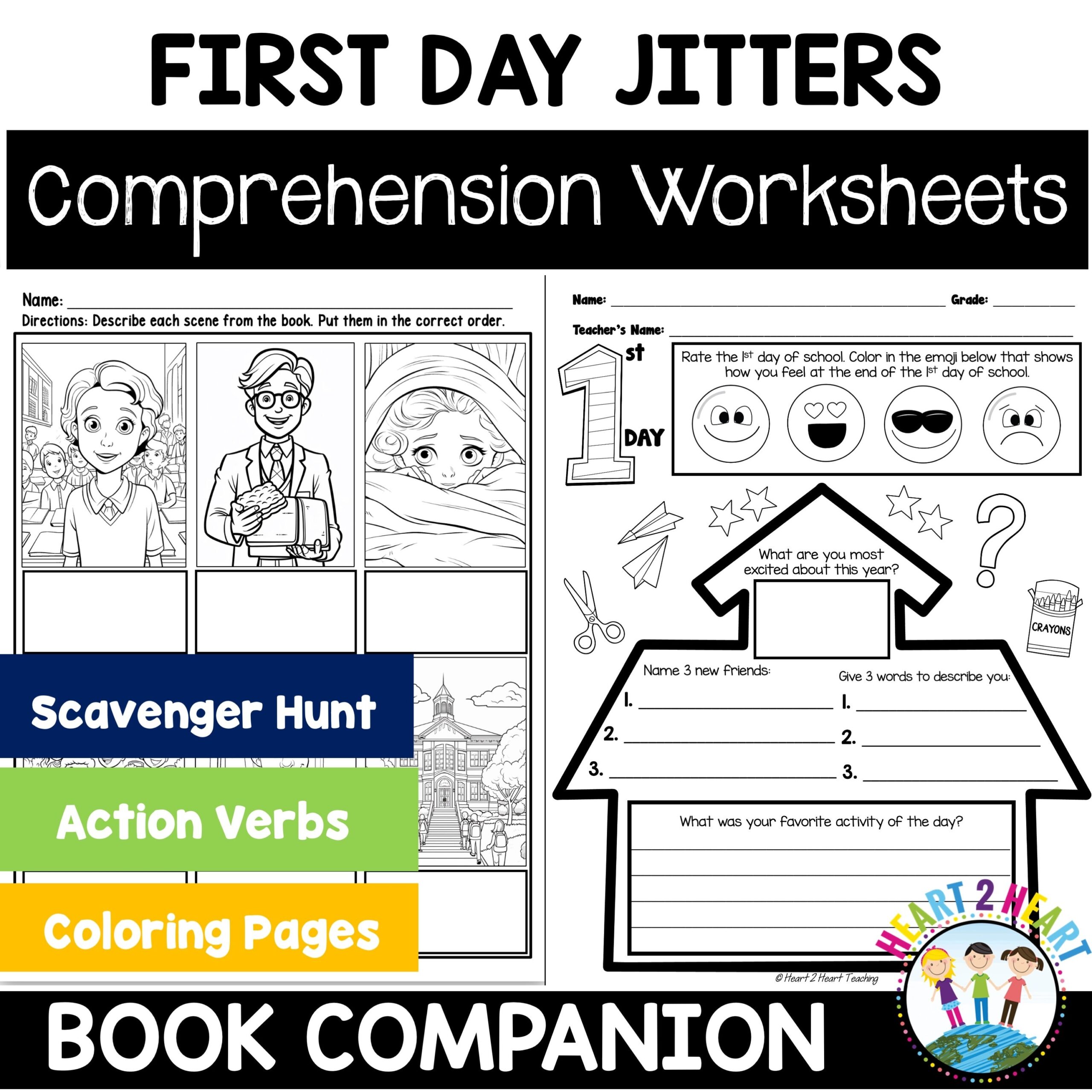 First Day Jitters Activities For 1st Day Of School Book Companion 