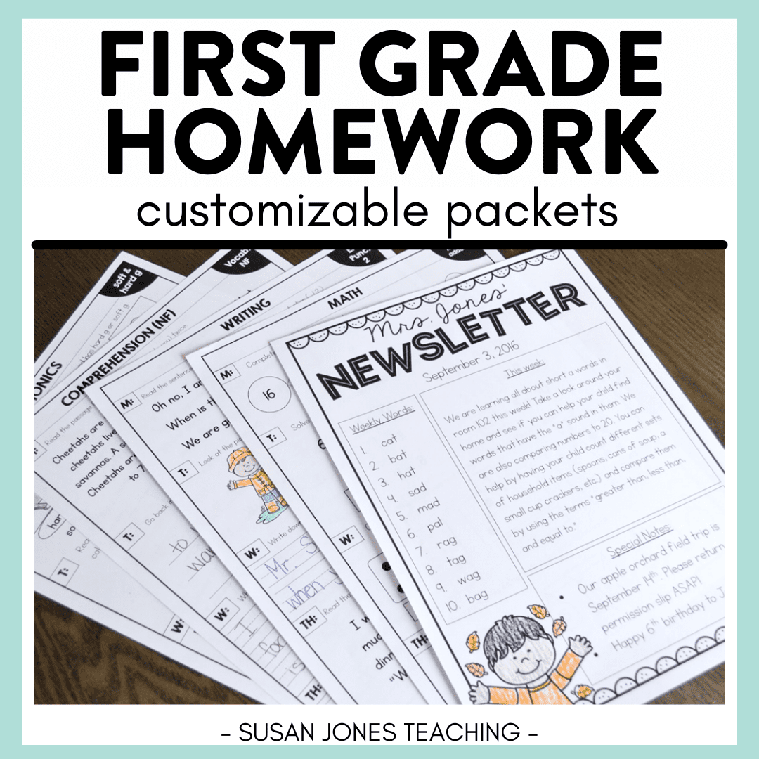 First Grade Homework For The Entire Year Easy Packets For Distance Learning