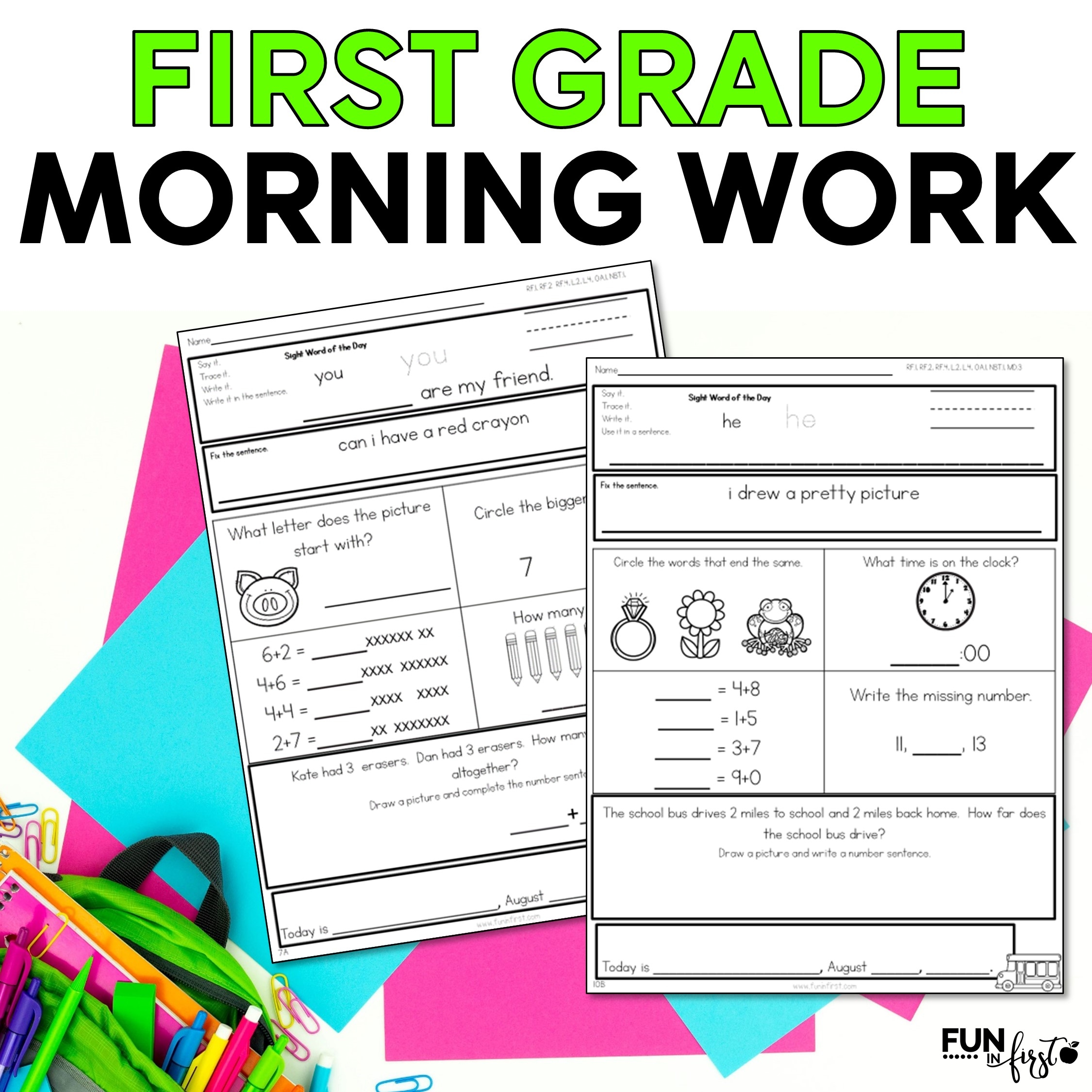 First Grade Morning Work Fun In First