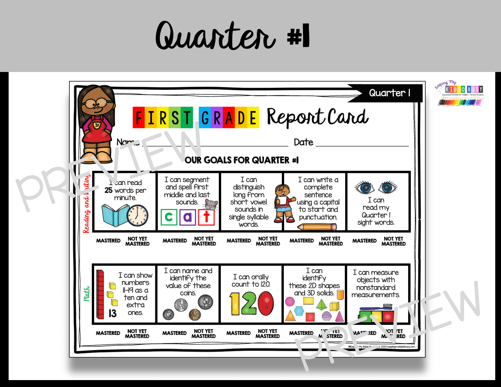 First Grade Report Card And Assessment FREEBIE Keeping My Kiddo Busy