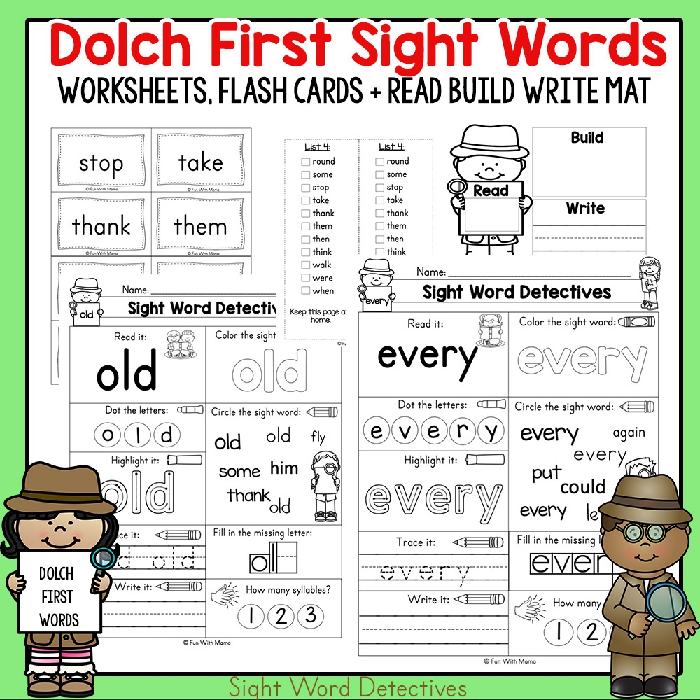 1st grade sight words printables