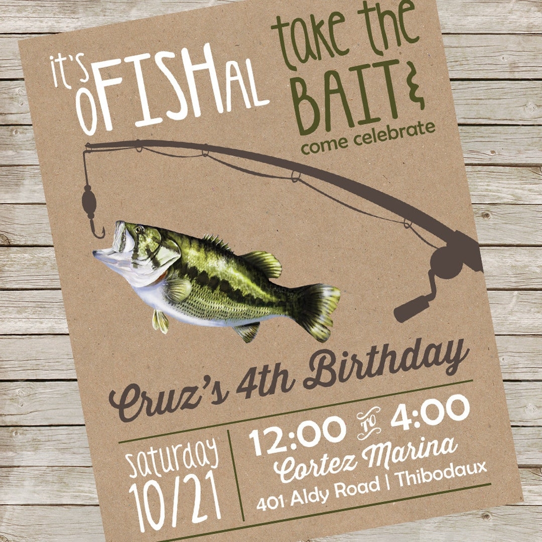 Fishing Invitation PIY File Bass Fishing Birthday Party Invite 