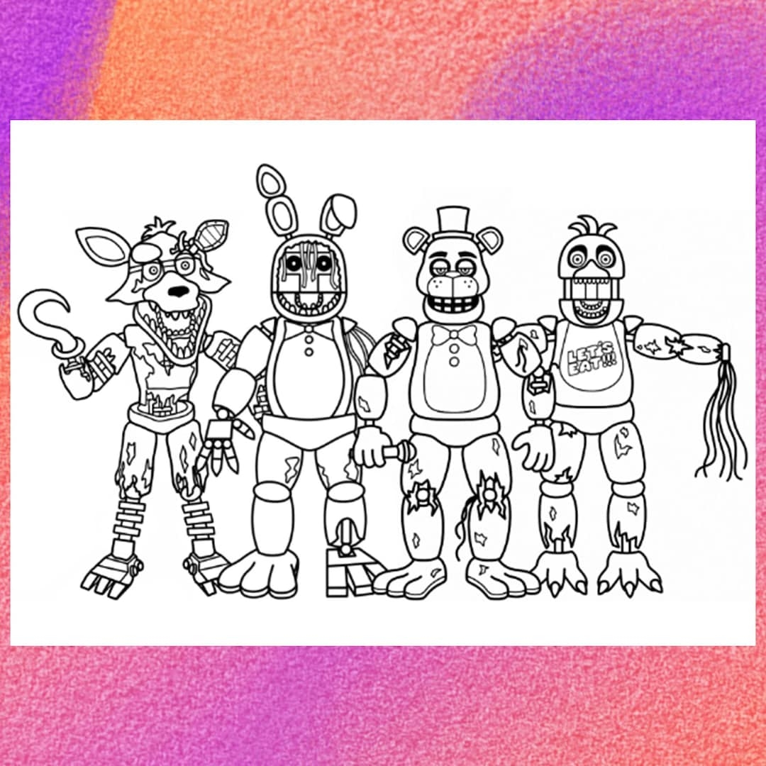 Five Nights Coloring Page A4 PNG U0026 PDF digital Download Etsy