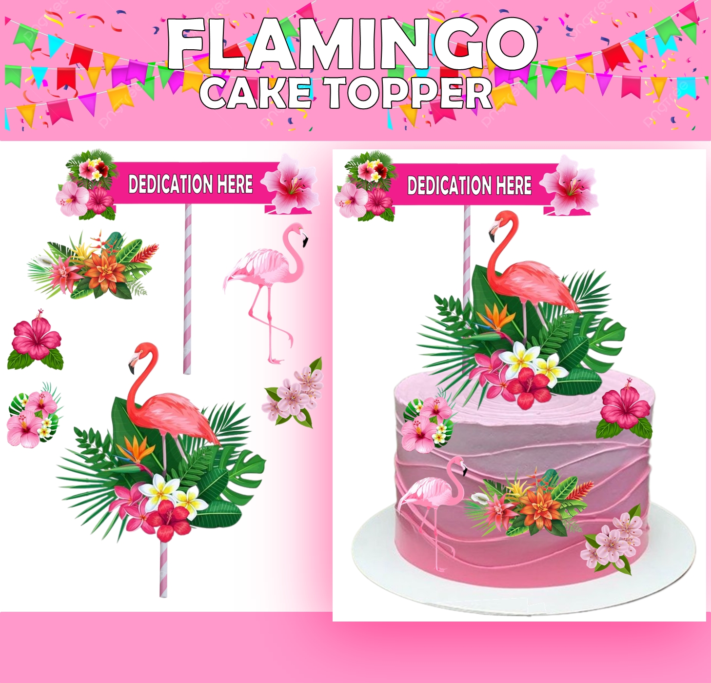 Flamingo Cake And Cupcake Toppers Machine Cut Waterproof Lazada Lazada PH