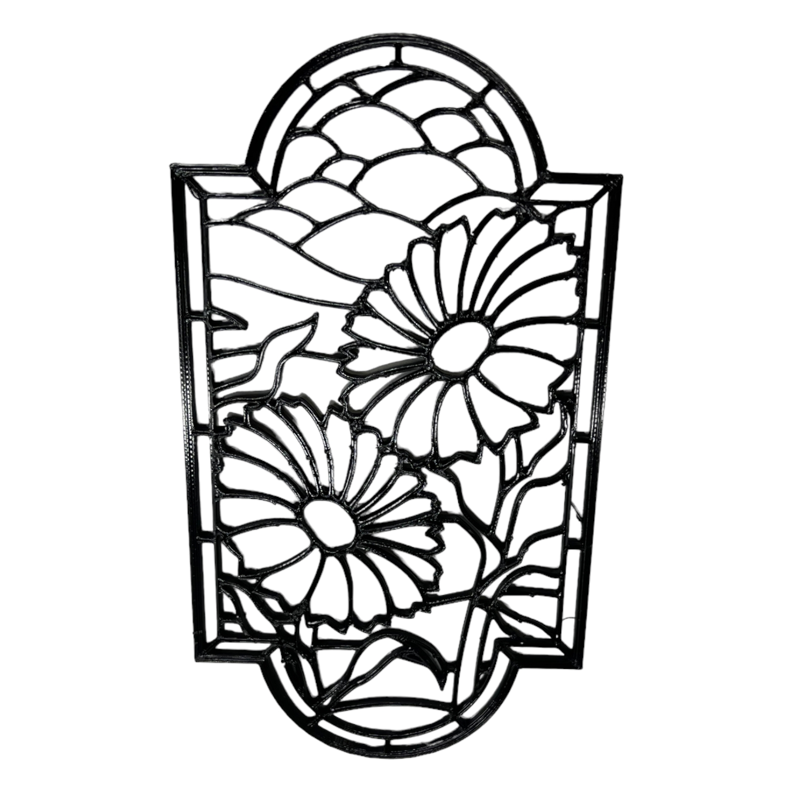  Floral Stained Glass Window Outline Decorative Window 2d Wall 