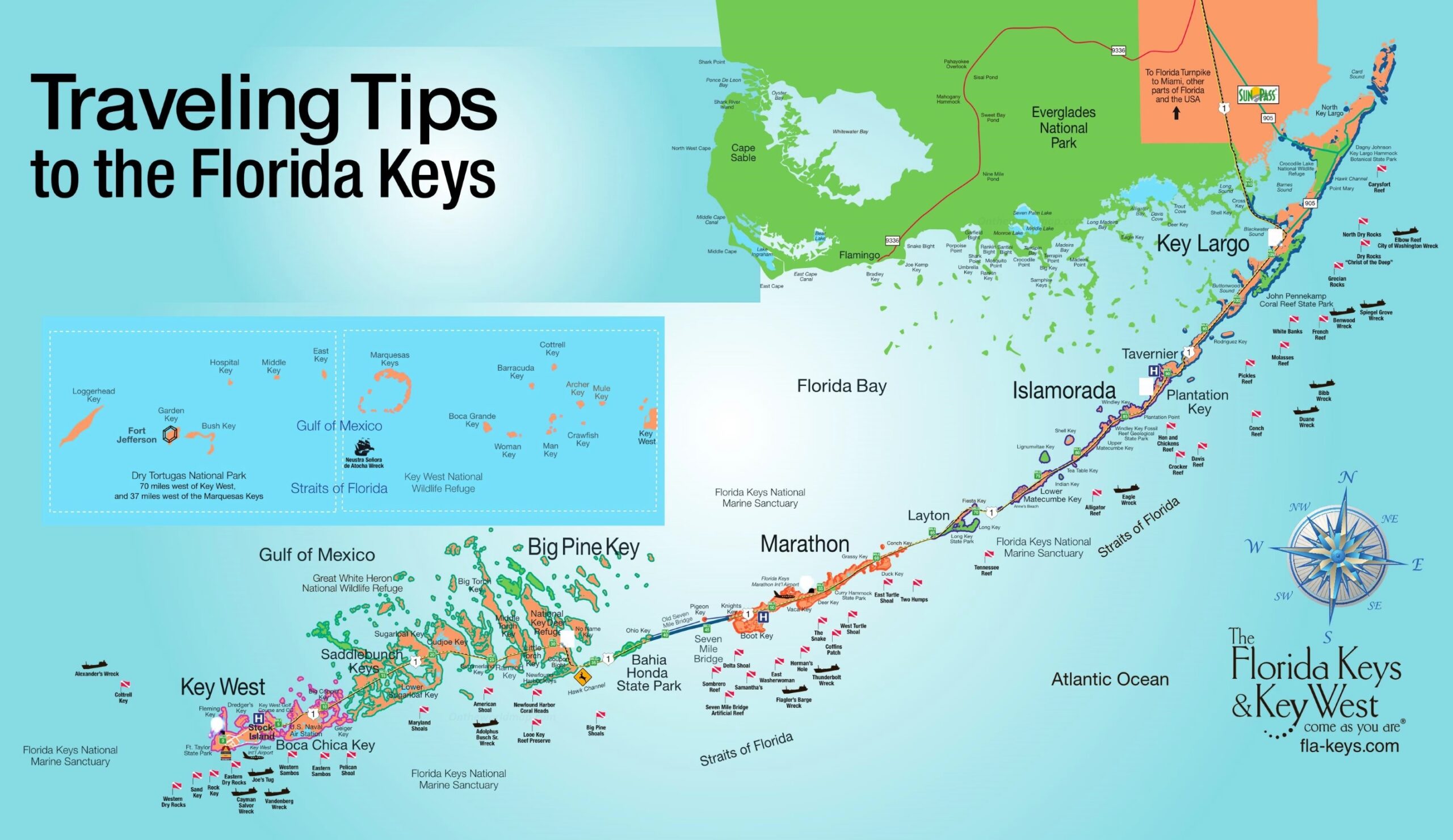 Florida Keys Tourist Map Ontheworldmap Florida Keys Tourist Map Ontheworldmap