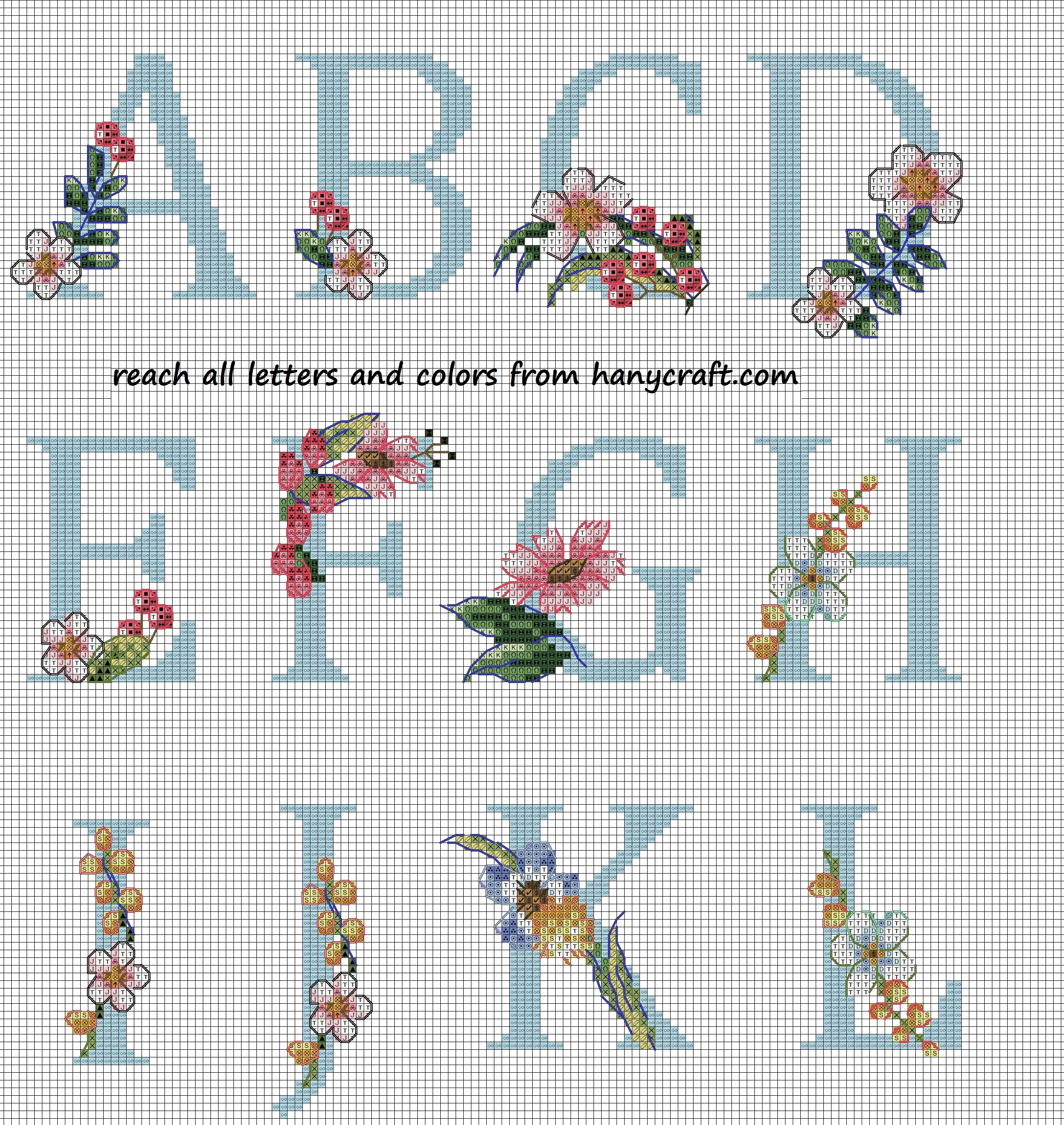 Flower Crossstitch Letters Patterns Free Hany Crafts