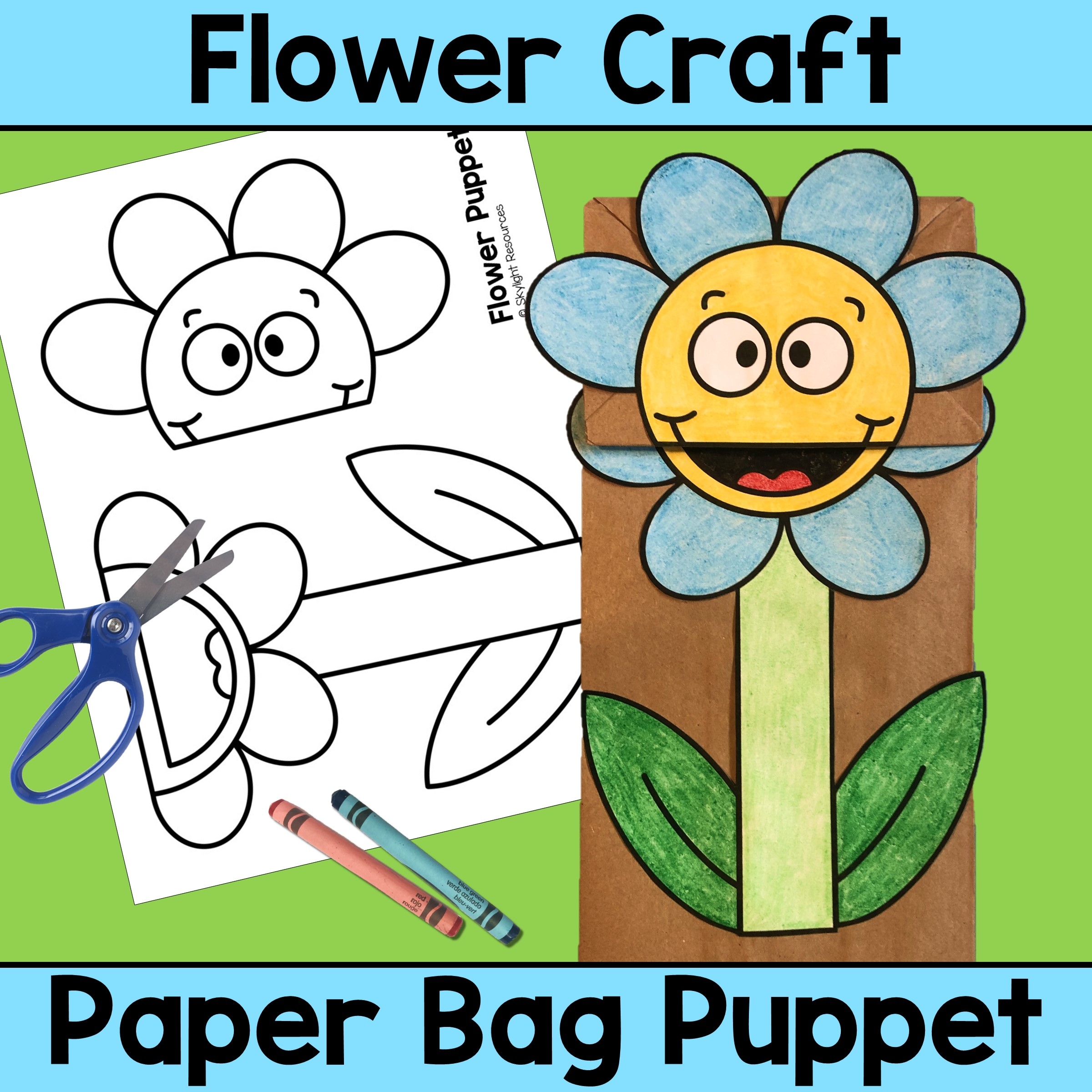 Flower Paper Bag Puppet Spring Or Summer Craft Activity Made By Teachers