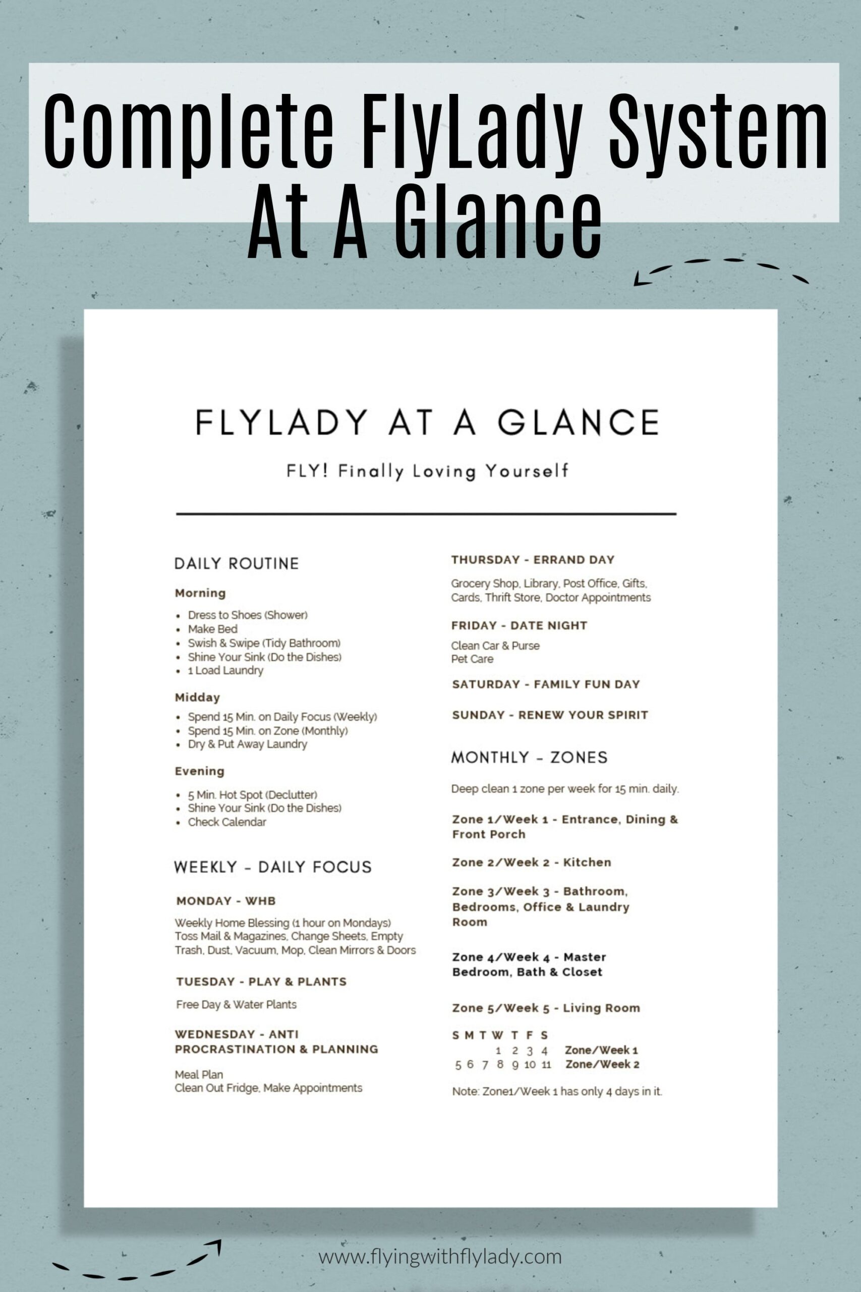Flylady Editable Printable Control Journal Flylady Cleaning Schedule Flylady Printable Clean Checklist PDF US Letter A4 Editable Etsy
