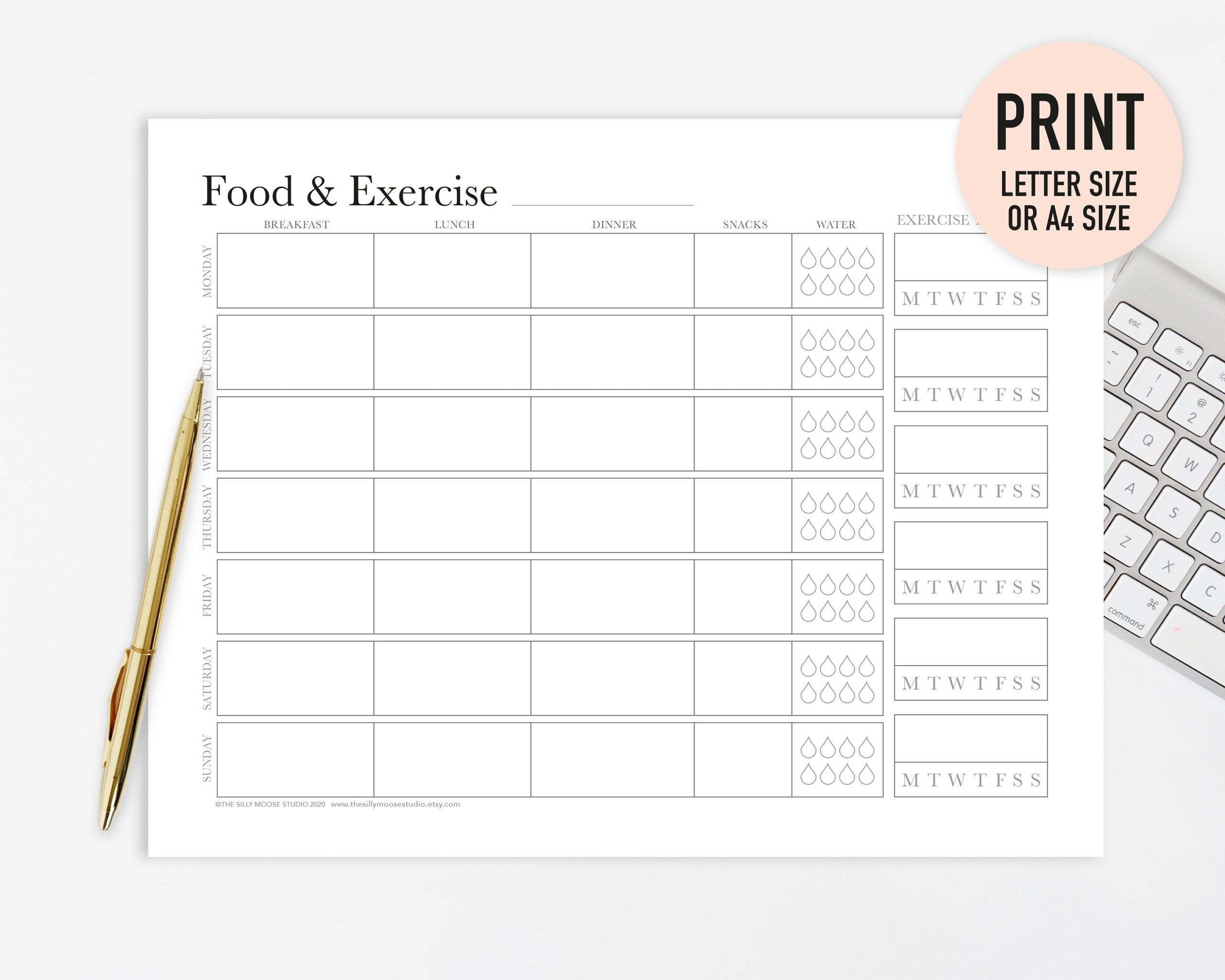 Food Journal Printable Landscape Diet Meal Planner Exercise Food Journal Printable Landscape Diet Meal Planner Exercise