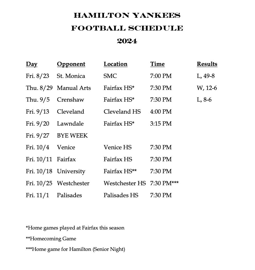 hamilton college printable schedule