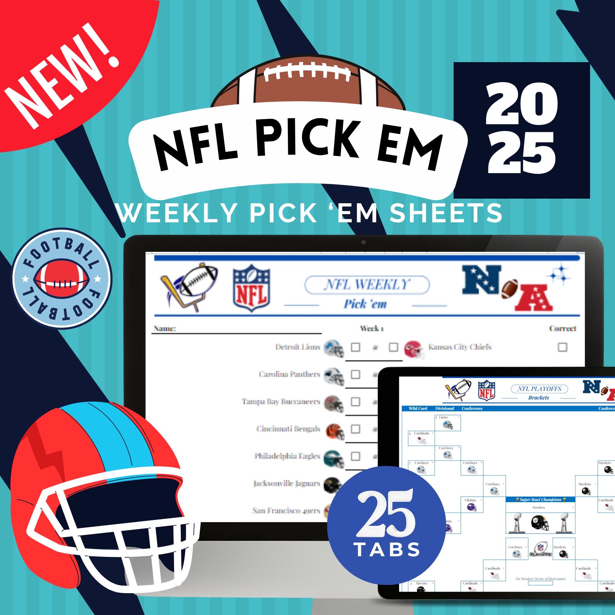 Football Weekly Pick em Pool With Points Printable Sheet Pro Football Bet Tracker Spreadsheet Printable Weekly 2025 NFL Football Pick Sheets