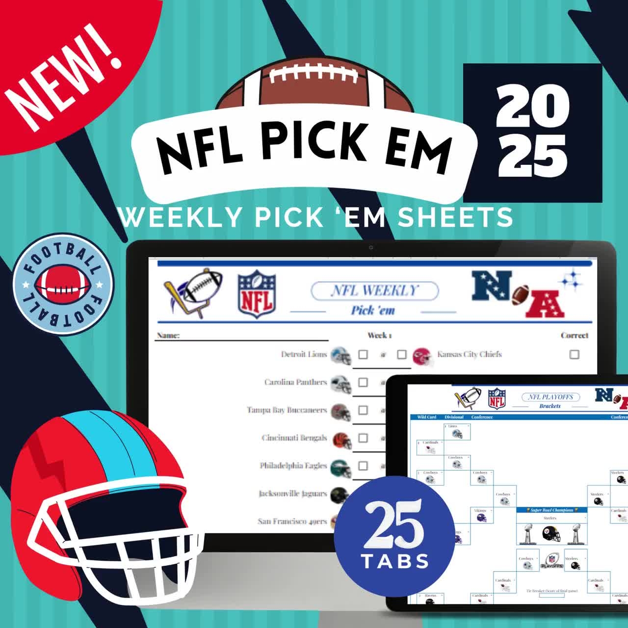 Football Weekly Pick em Pool With Points Printable Sheet Pro Football Bet Tracker Spreadsheet Printable Weekly 2025 NFL Football Pick Sheets