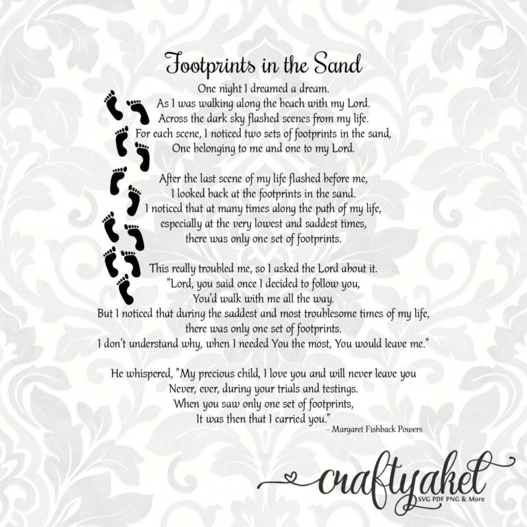 Footprints In The Sand Poem SVG PDF PNG Digital File Vector Graphic Etsy UK