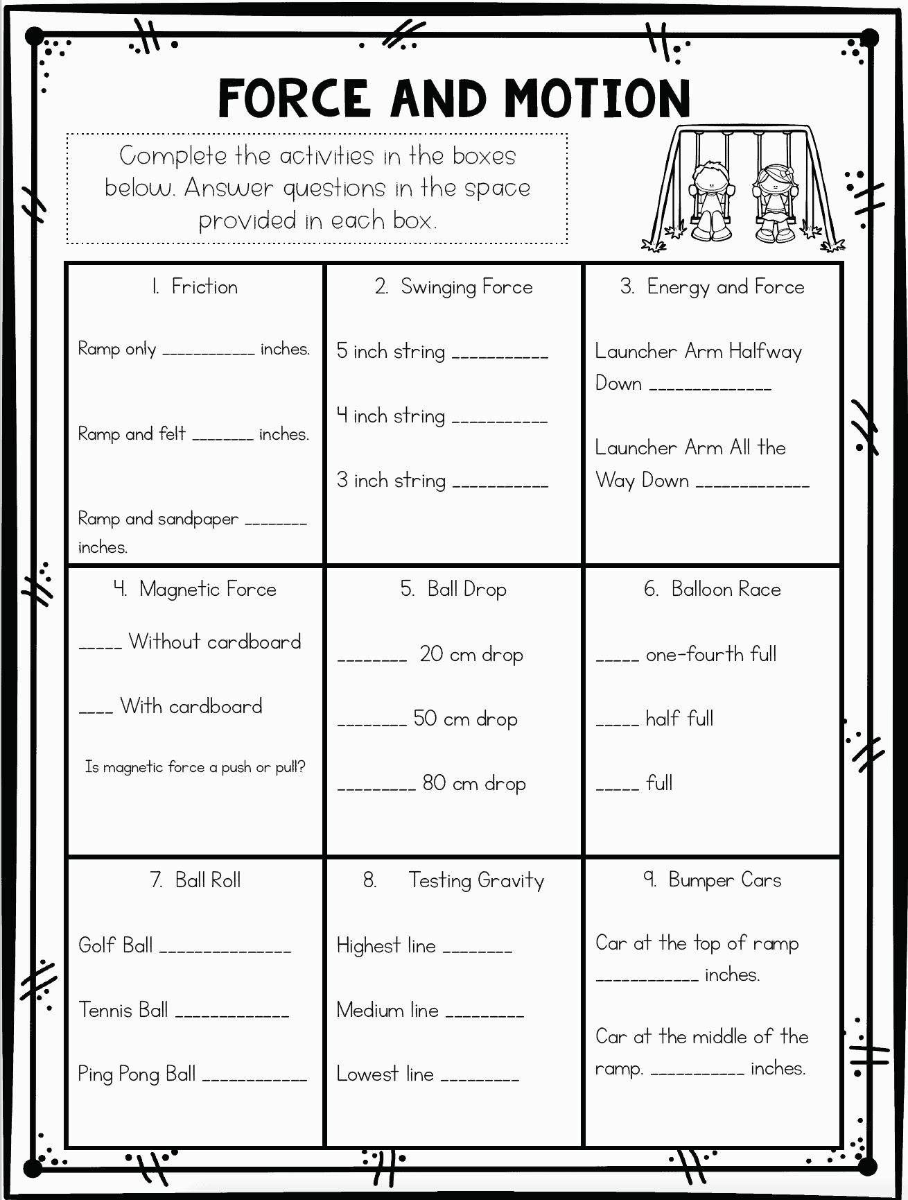 Force And Motion Worksheets U0026 Stations Ashleighs Education Journey Worksheets Library