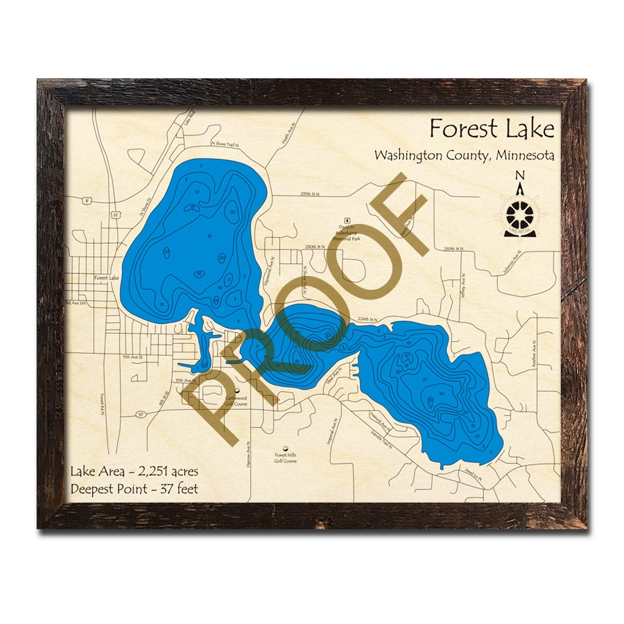 Forest Lake MN 3D Wood Topo Maps