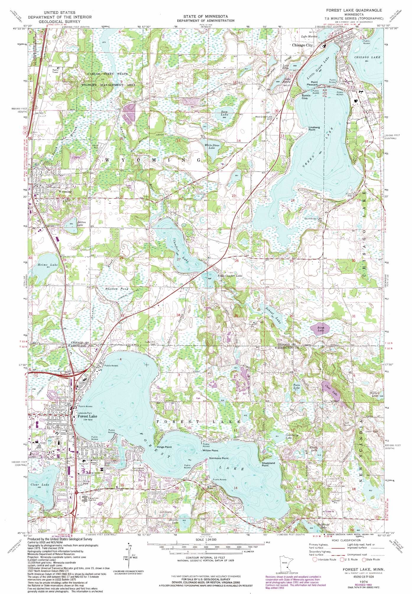 Forest Lake Topographic Map 1 24 000 Scale Minnesota