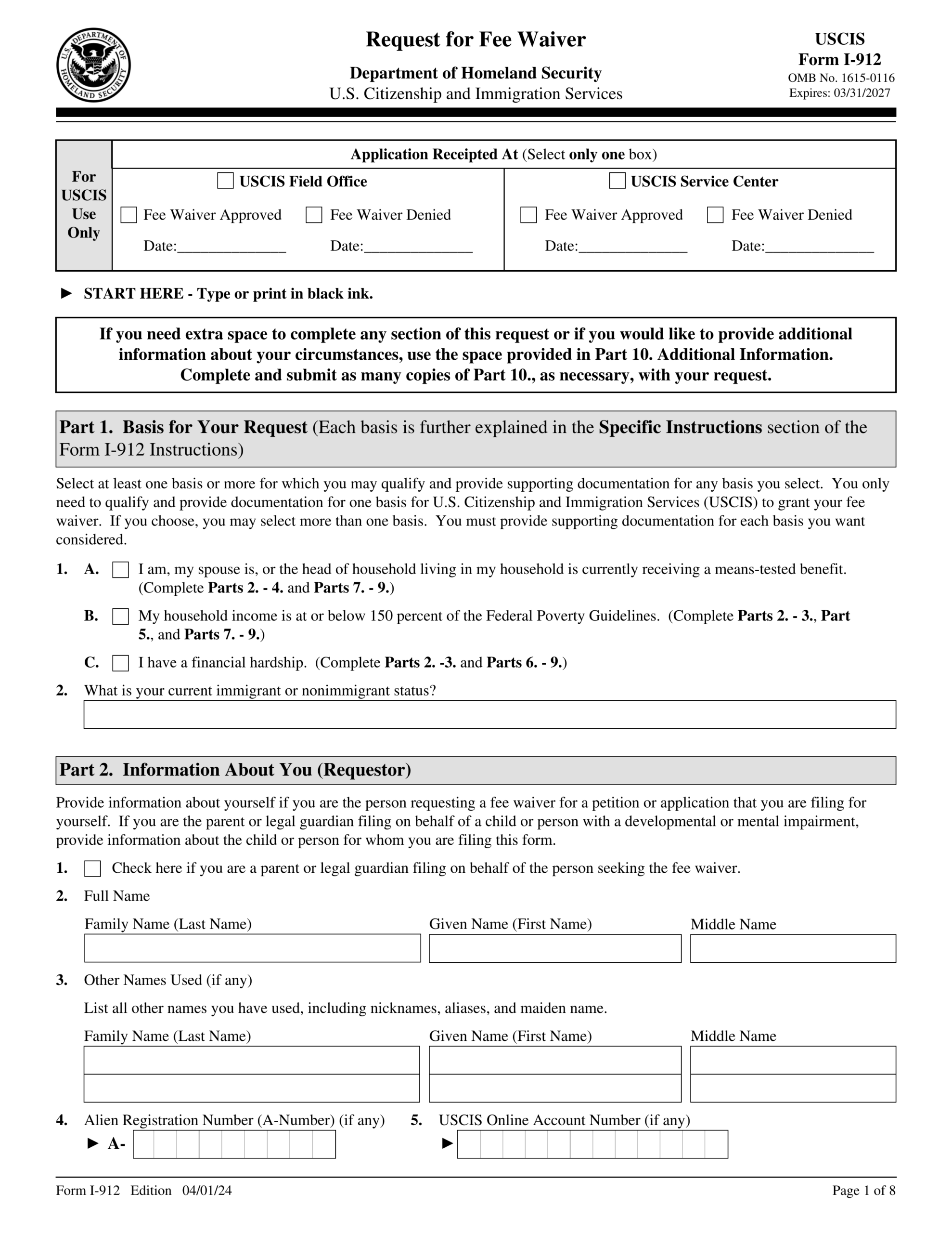 Form I 912 2024 2025 Fill Official Forms PDF Guru