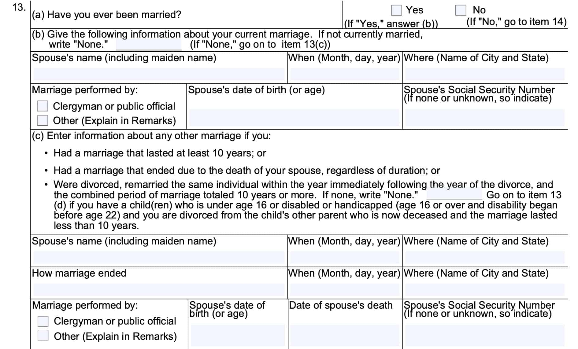 social security disability printable application