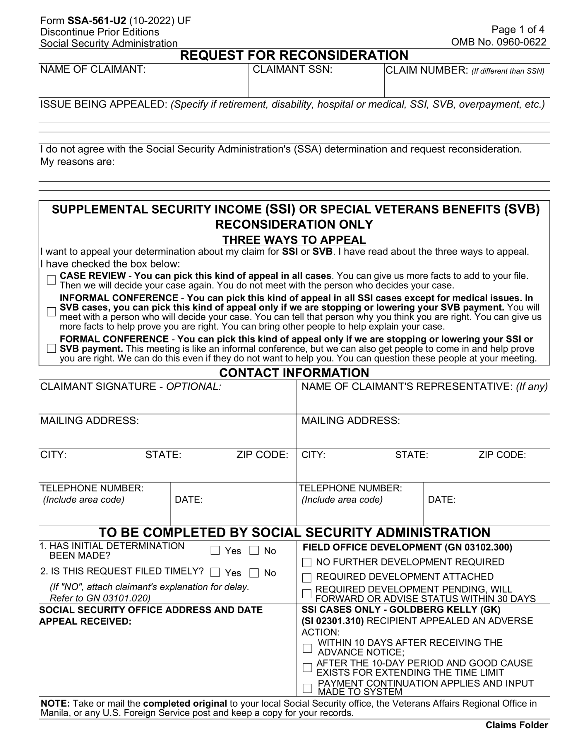 Form SSA 561 U2 2024 2025 Fill Forms Online PDF Guru