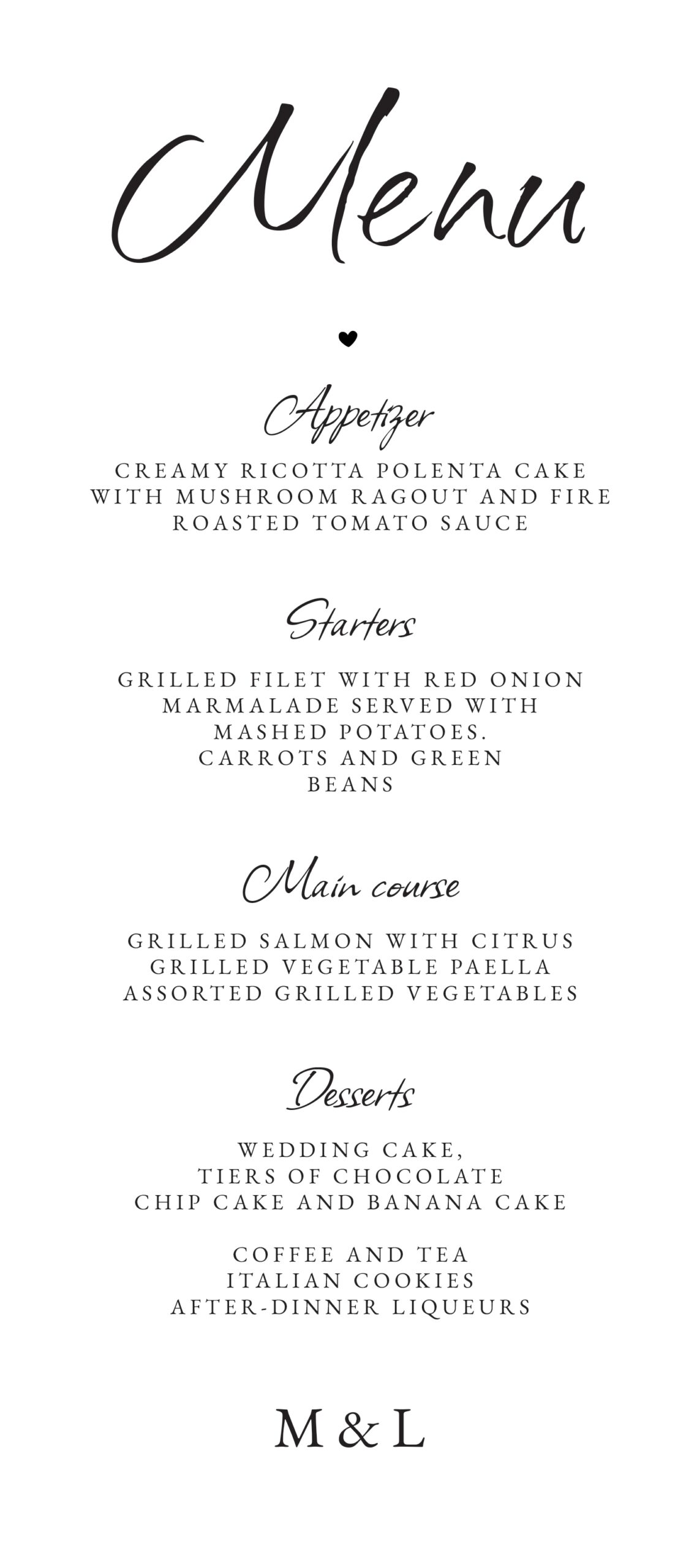 Formal Wedding Menu Free Google Docs Template Gdoc io