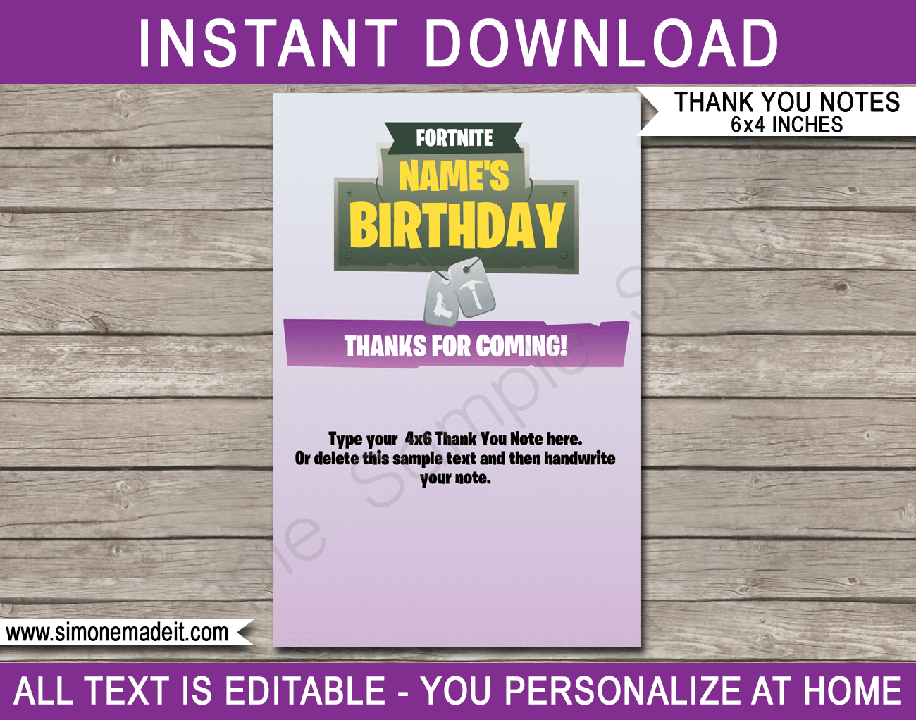 fortnite birthday card printable