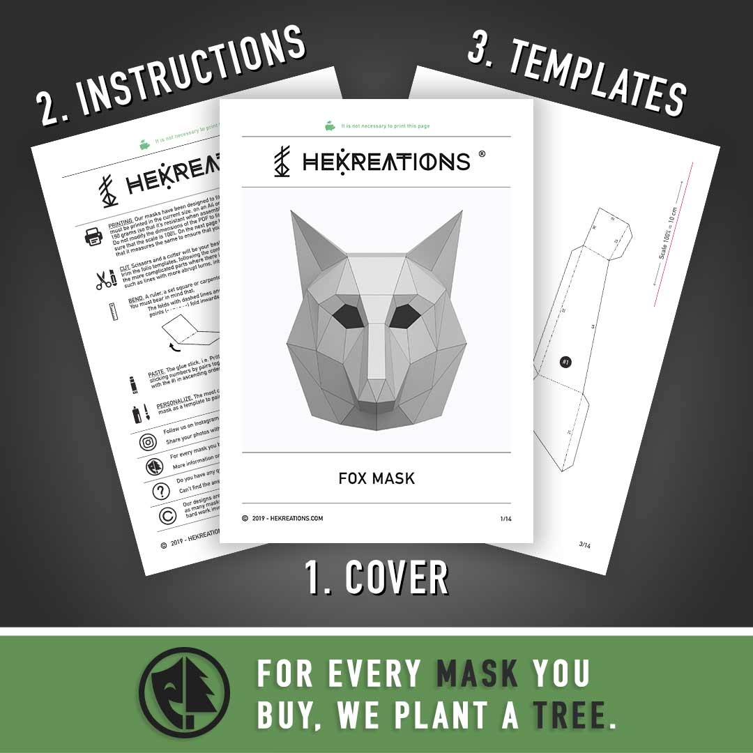 free printable 3d fox mask template