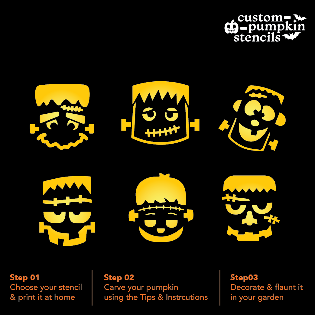 frankenstein pumpkin stencil printable