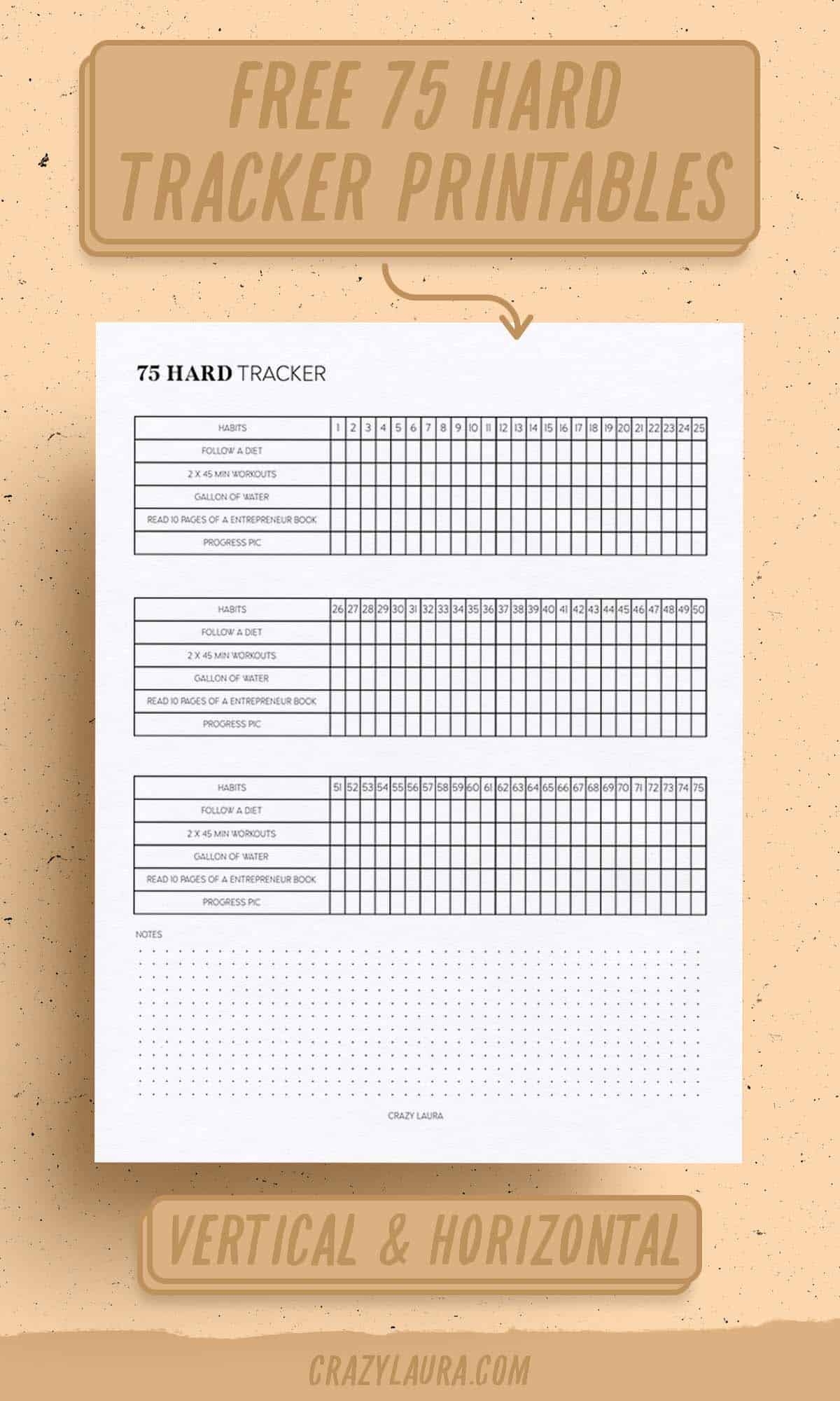 75 hard challenge printable