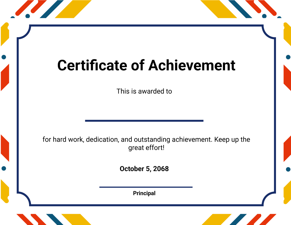 printable certificate of achievement template