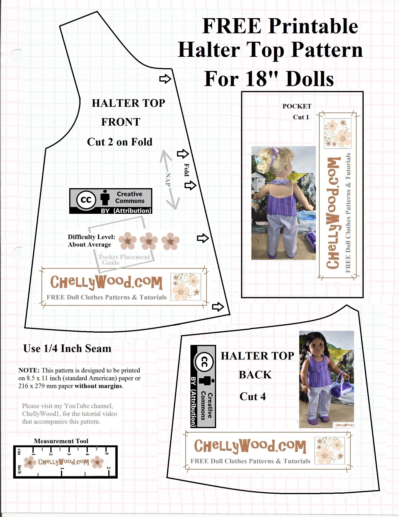 Free AGdoll Summer Shirt Pattern ChellyWood sewing 4 dolls 