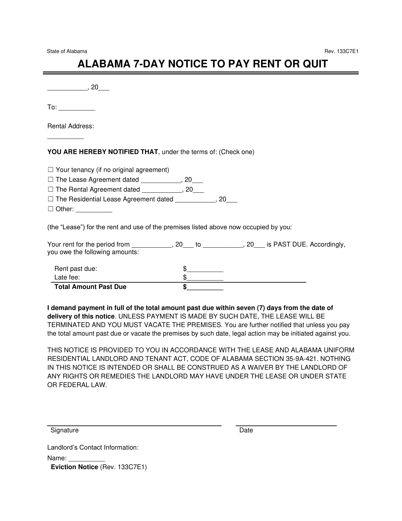 free printable eviction notice alabama