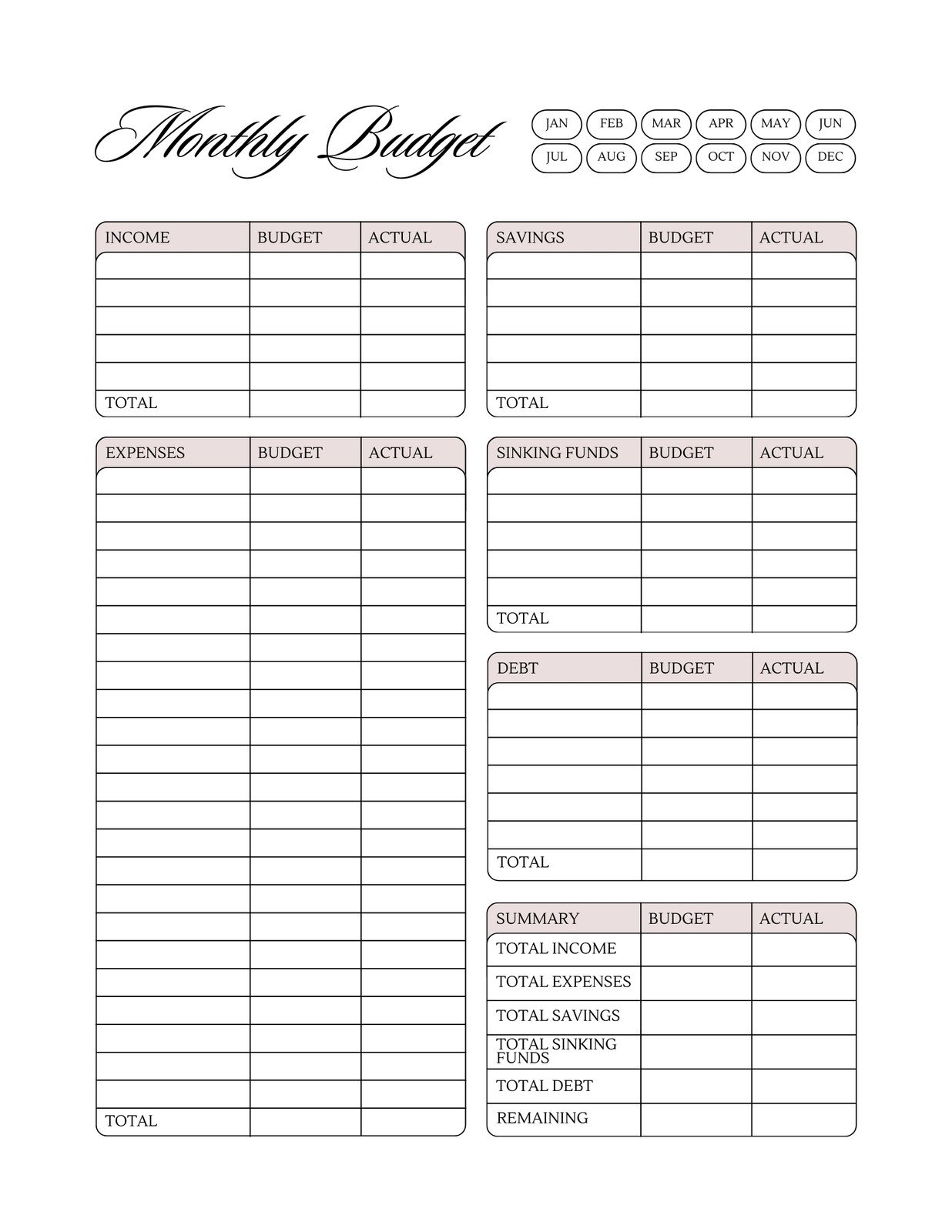 weekly budget planner printable