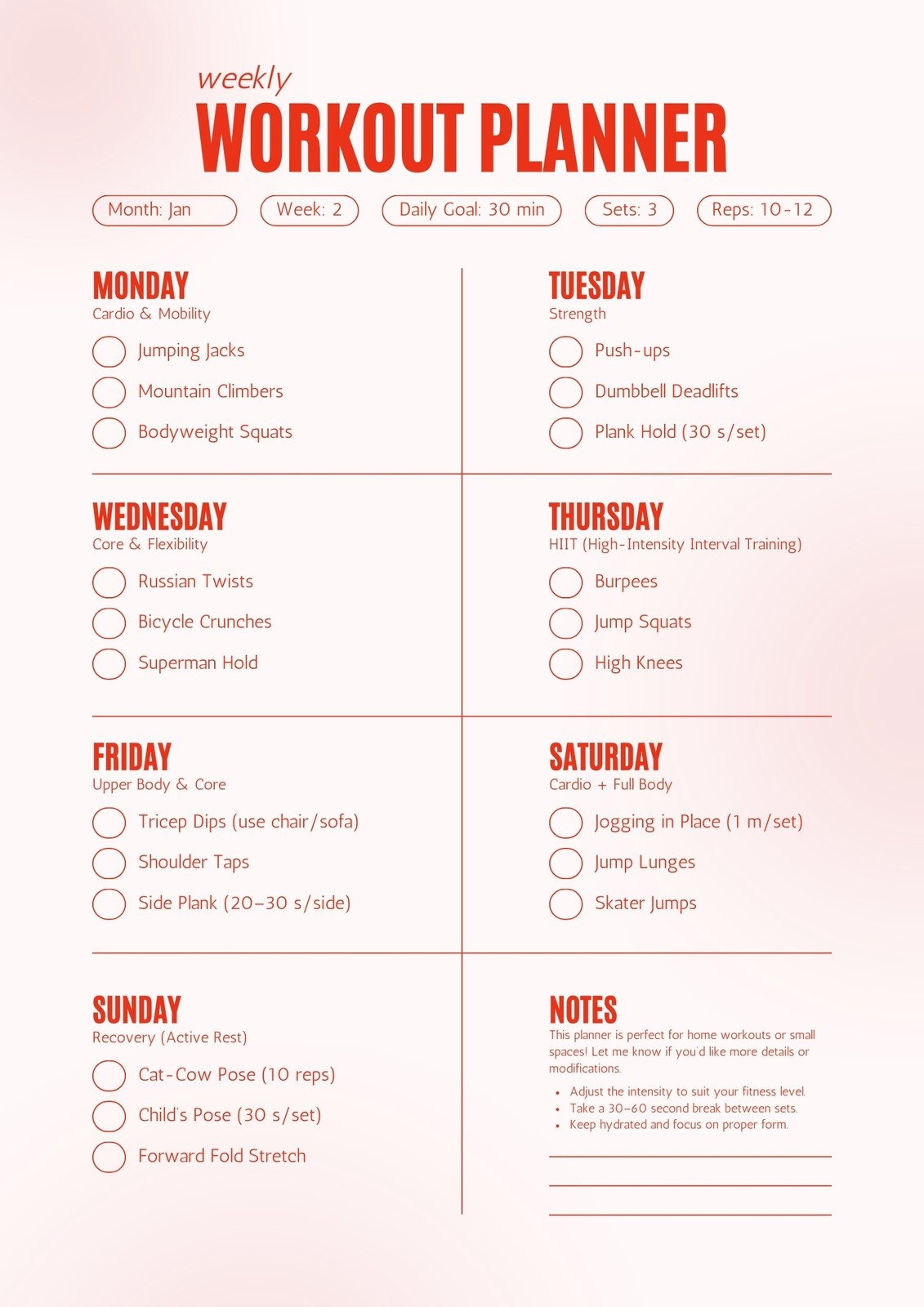 Free And Customizable Workout Templates Free And Customizable Workout Templates