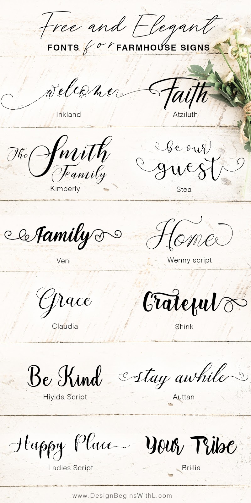 Free And Elegant Fonts For Farmhouse Signs