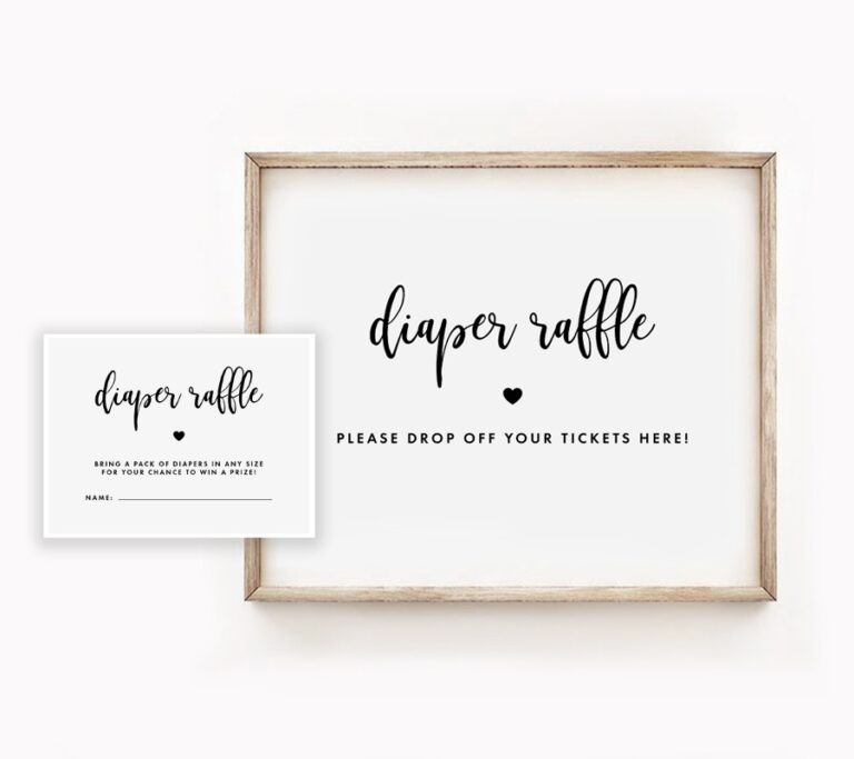 Free Baby Shower Diaper Raffle And Drop Off Sign Black And White Simple Instant Download Printable Printable Market