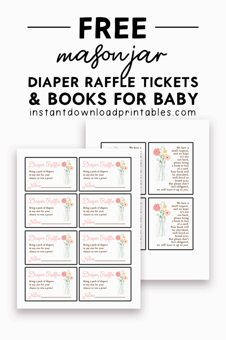 Free Baby Shower Diaper Raffle Tickets And Books For Baby 