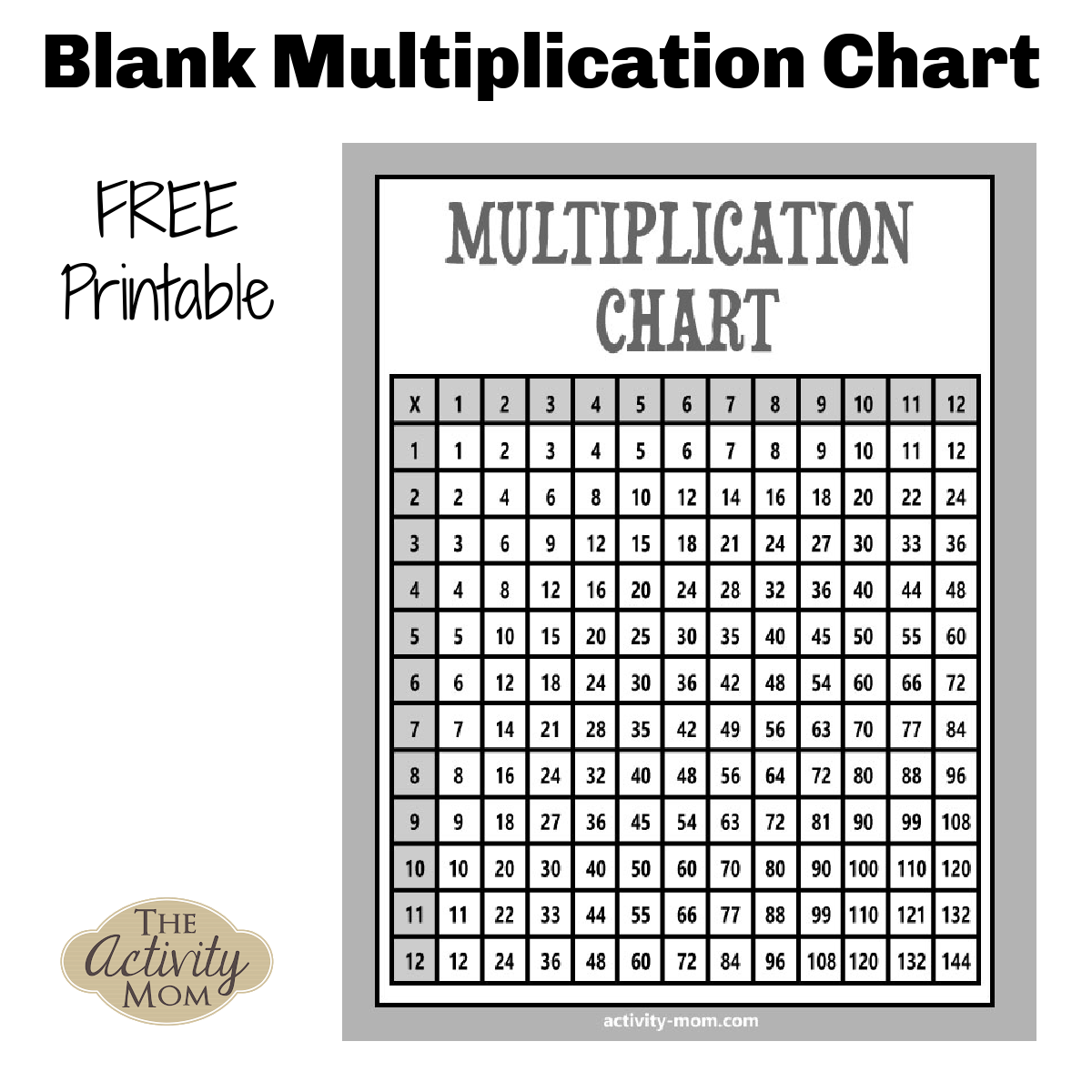 multiplication chart printable free