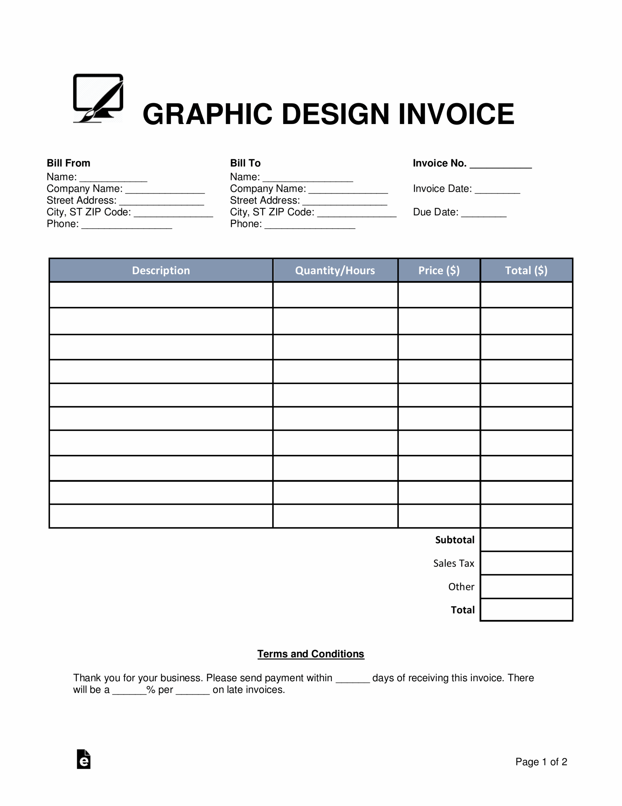 invoice forms free printable